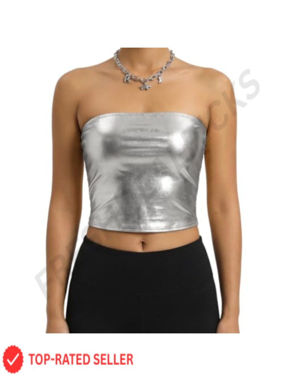 Metallic Strapless Bandeau Tube Top Rave Festival Party Top
